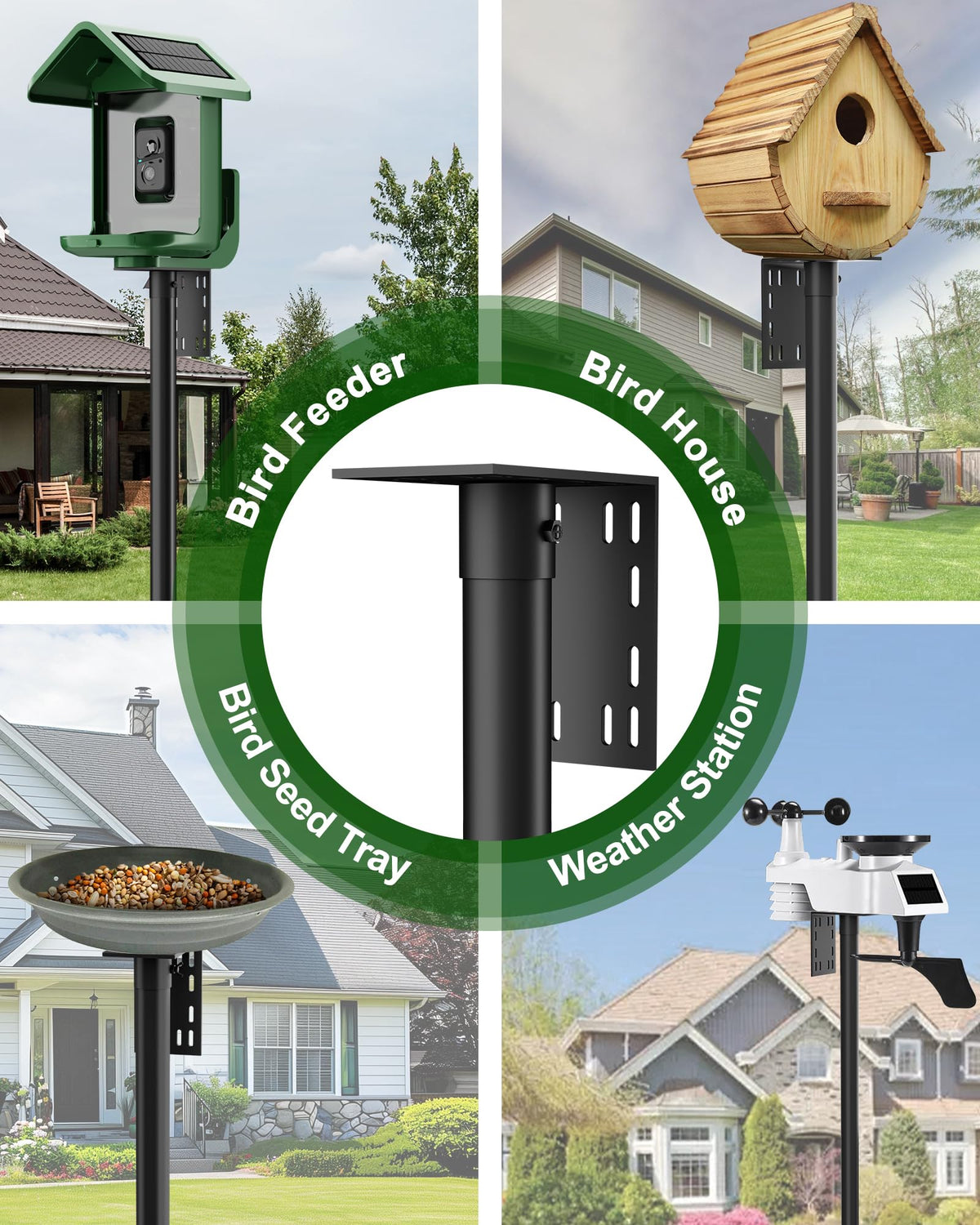 VIUBIRD 74.4 inch height stand elevates feeders for easier viewing.
