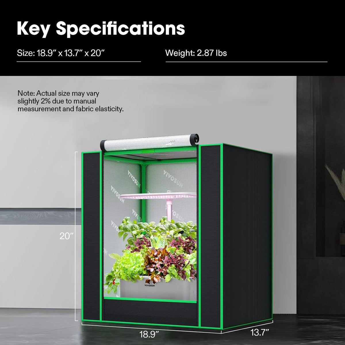 VIVOSUN compact tent suitable for indoor hydroponics setups