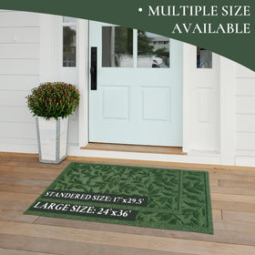VivaNest Green Leaves doormat size 17x30 inches accenting entryway