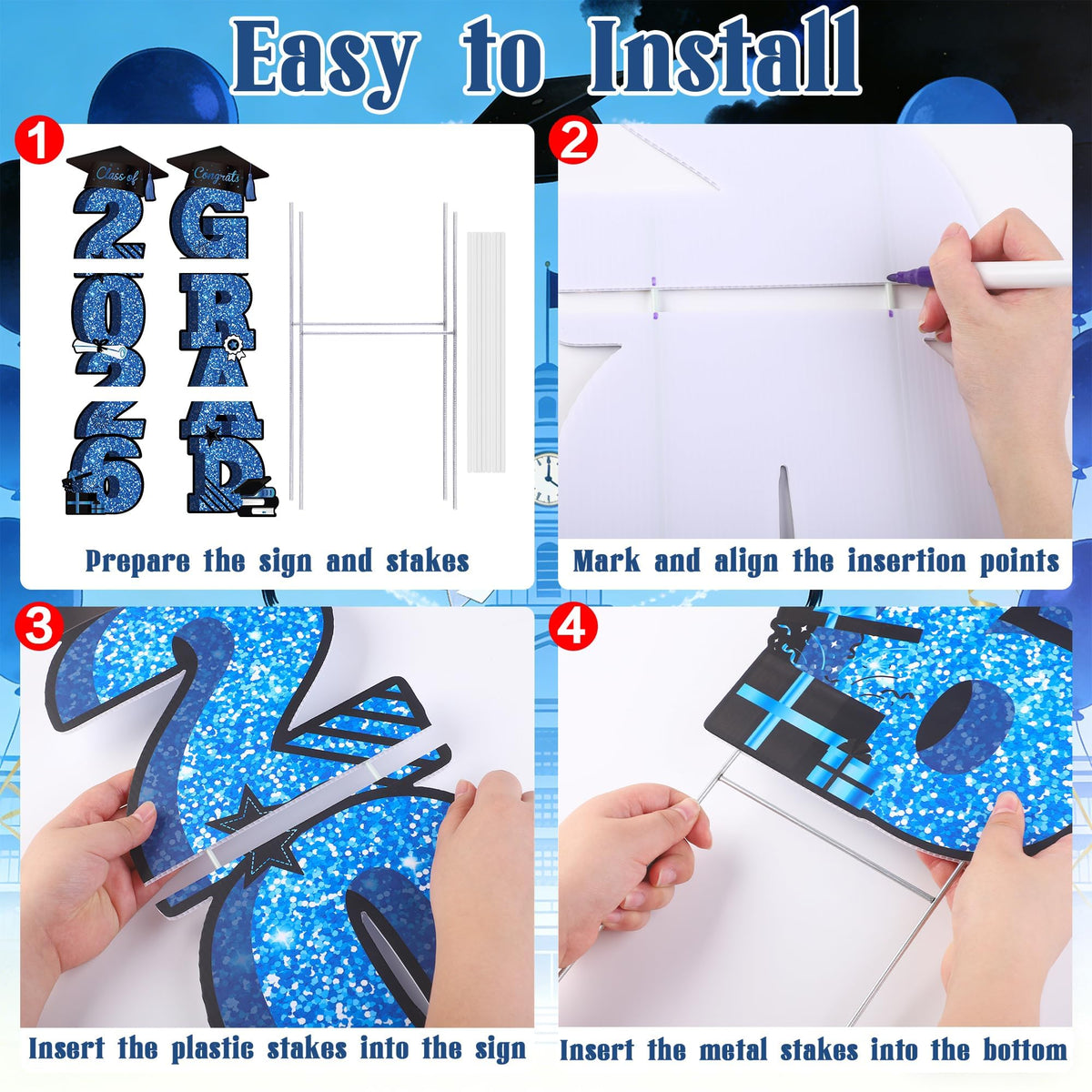 Vivantia 2026 yard sign packaging showing stakes and setup hardware