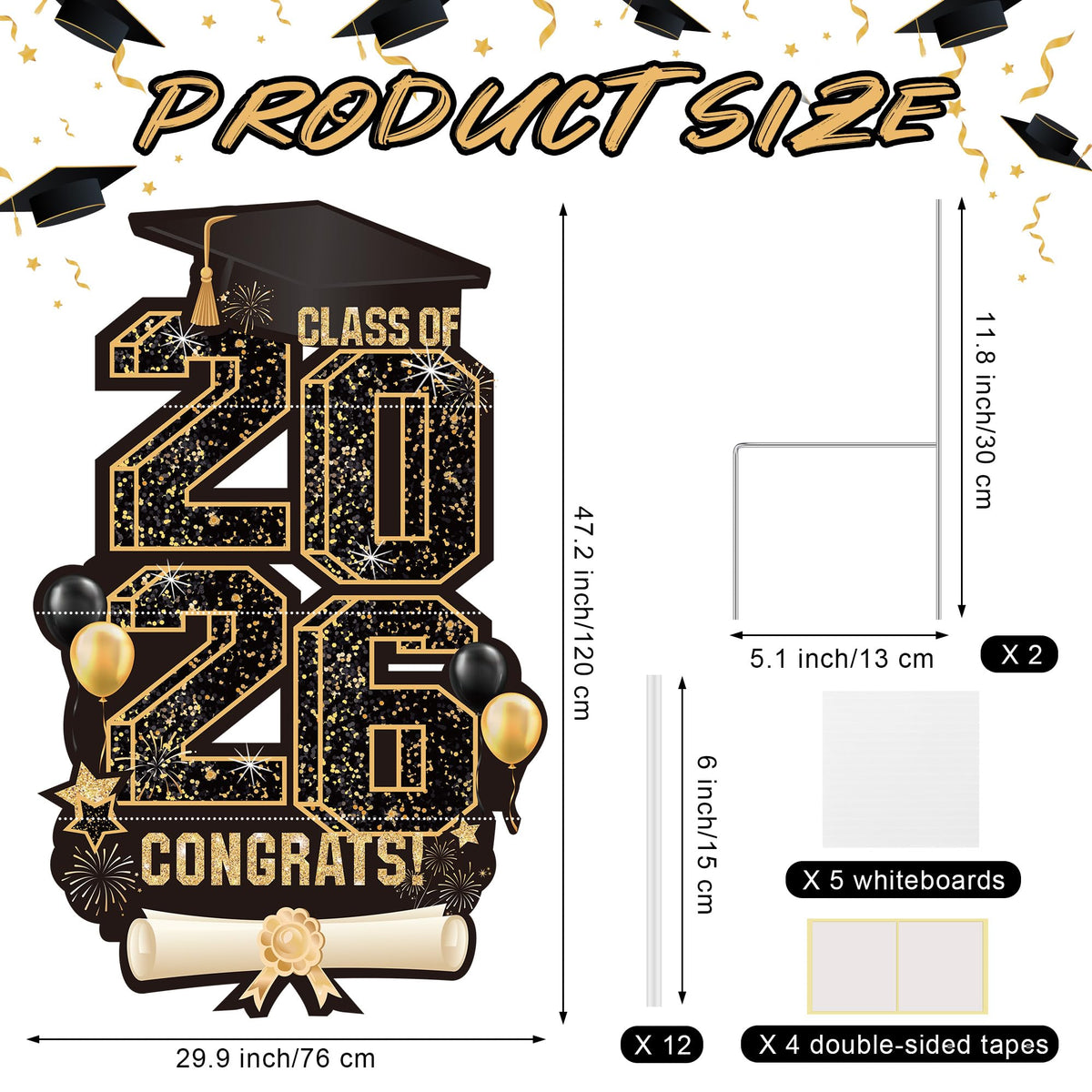 Vivantia class of 2026 congrats yard sign in black and gold.