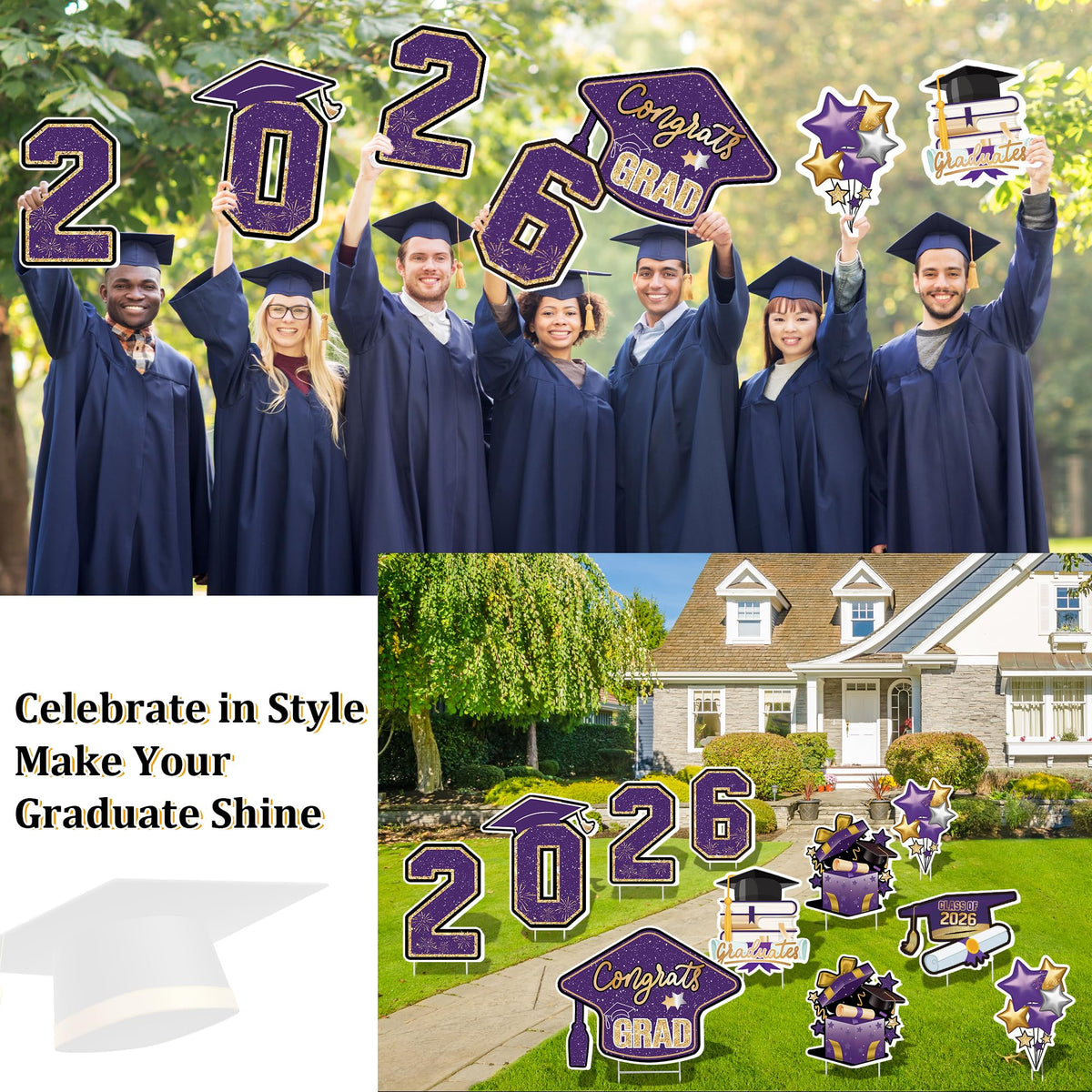 Vivantia colorful yard sign set brightens celebrations with school colors.