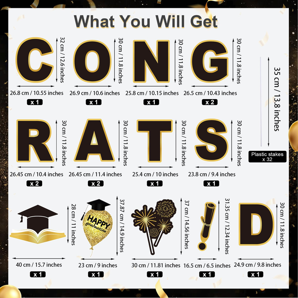 Vivantia graduation-cap graphic yard sign for festive outdoor display