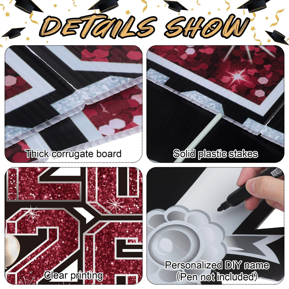 Vivantia personalized 3D font yard sign stands out at graduation events.