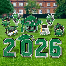 Vivantia graduation cap sign with stable stake for durable outdoor display