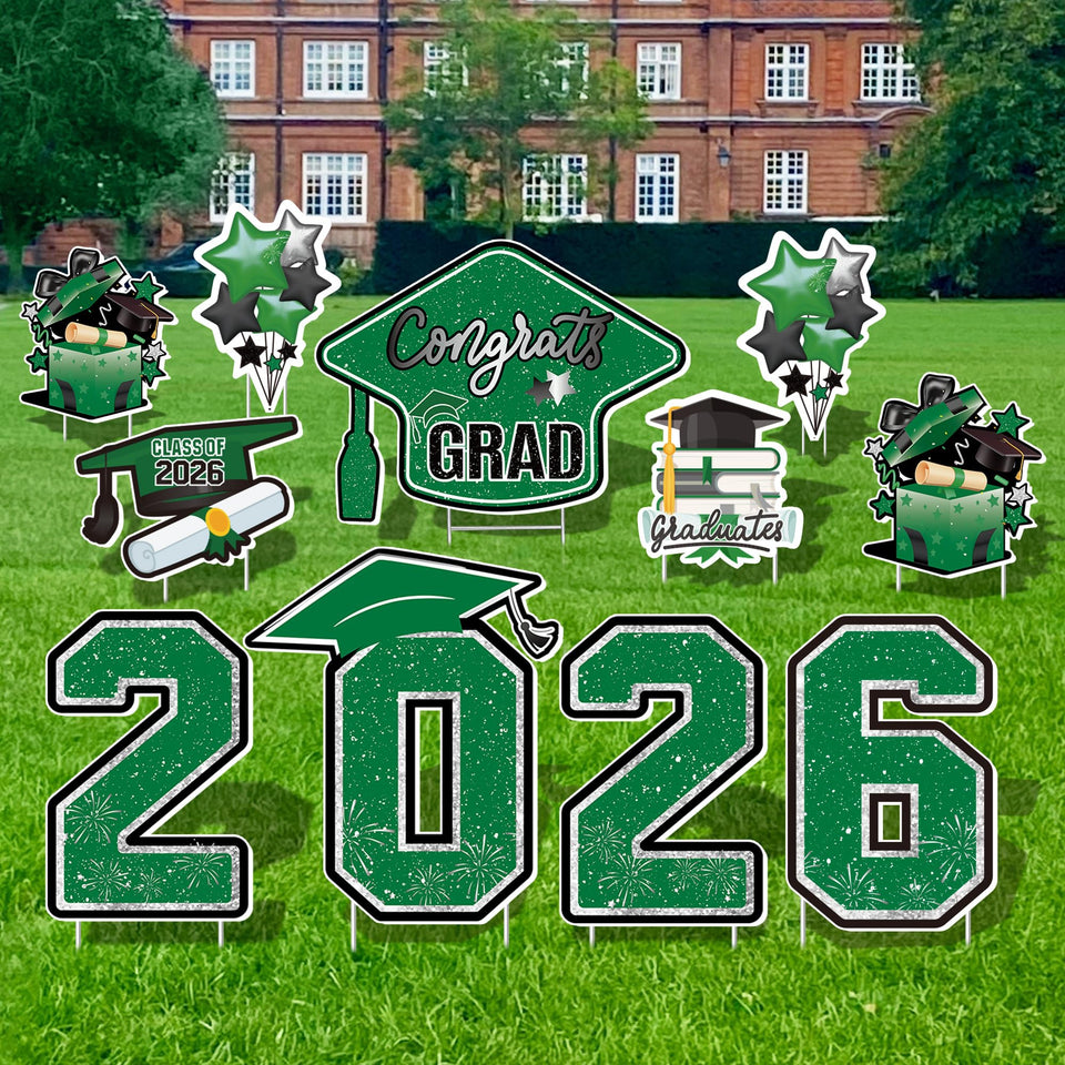 Vivantia graduation cap sign with stable stake for durable outdoor display
