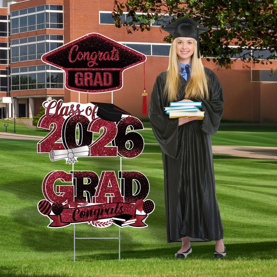 Vivantia graduation yard signs 3-pack for standout lawn display