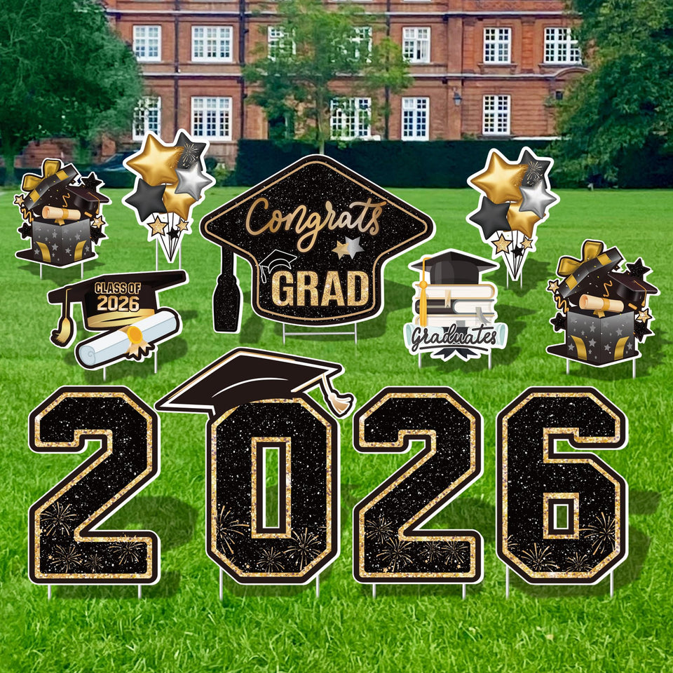 Vivantia graduation cap yard sign with stakes for outdoor display