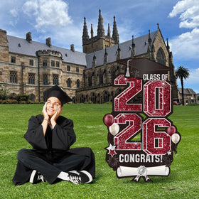 Vivantia class of 2026 yard sign serves as a standout photo backdrop.