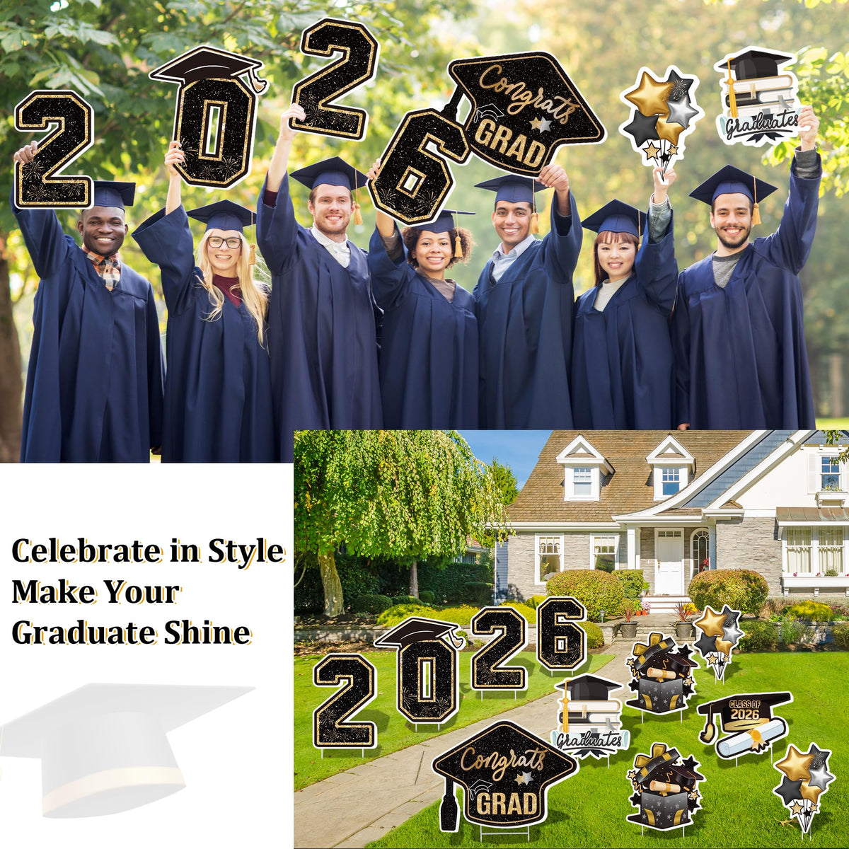 Vivantia outdoor graduation sign display is weather-resistant and easy to arrange