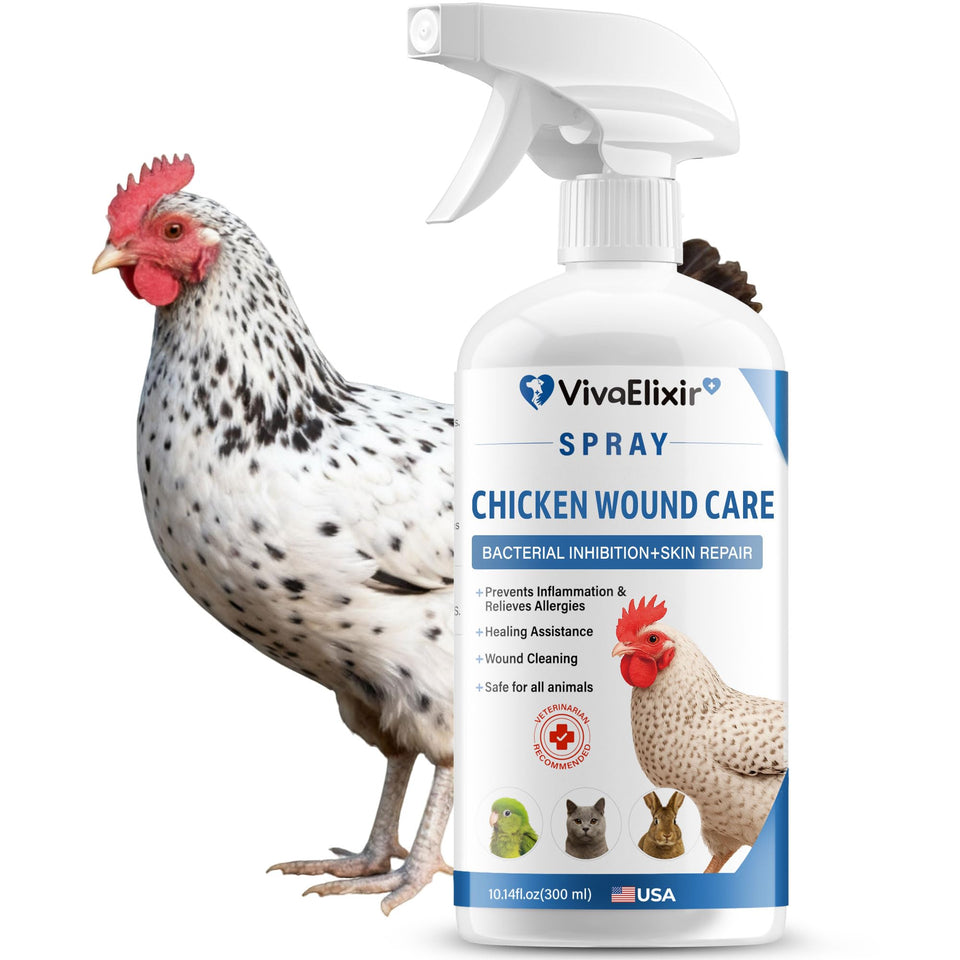 VivaElixir chicken wound spray bottle front for poultry care and 300ml size