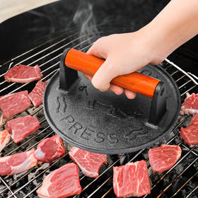 Vivicreate cast iron press with wood handle for cool grip during pressing