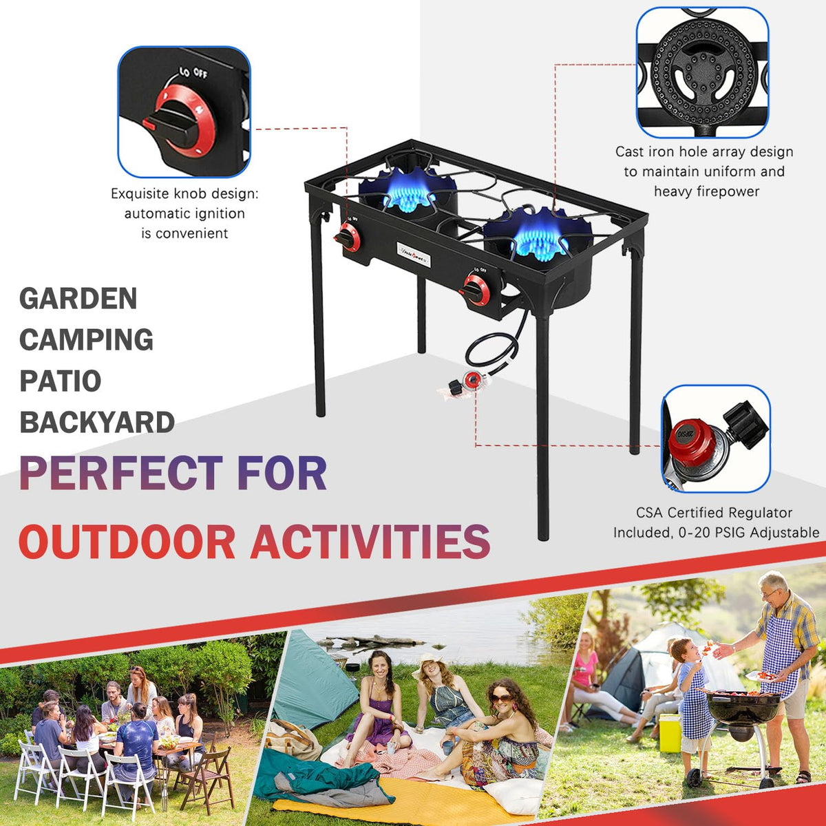 Vivicreate detachable legs provide portable setup for camping and backyard parties.