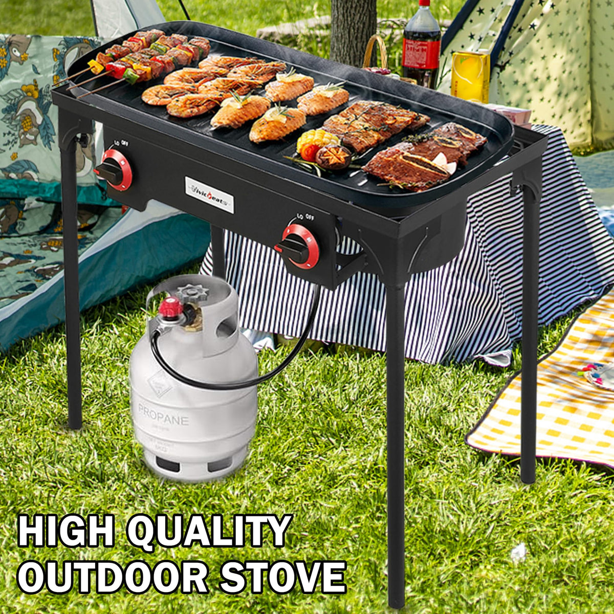 Vivicreate heavy-duty pot support holds up to 100 lbs for various pots.