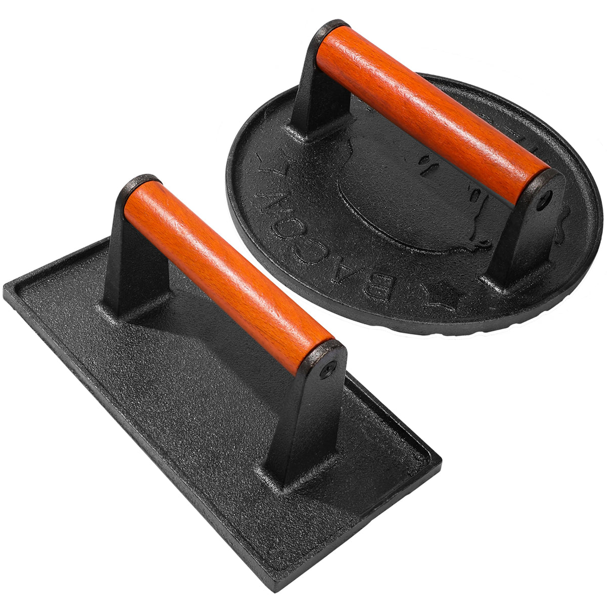 Vivicreate rectangle smash-press 8.5in cooking burgers evenly on the stove