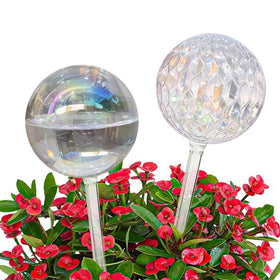 Vividaire iridescent 17oz glass watering globe hydrates indoor plants automatically