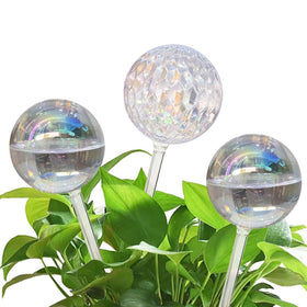 Vividaire iridescent large watering globe setup demonstrates long hydration for vacation plant care