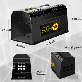 Vivideal electric rat trap powered by battery or plug-in options