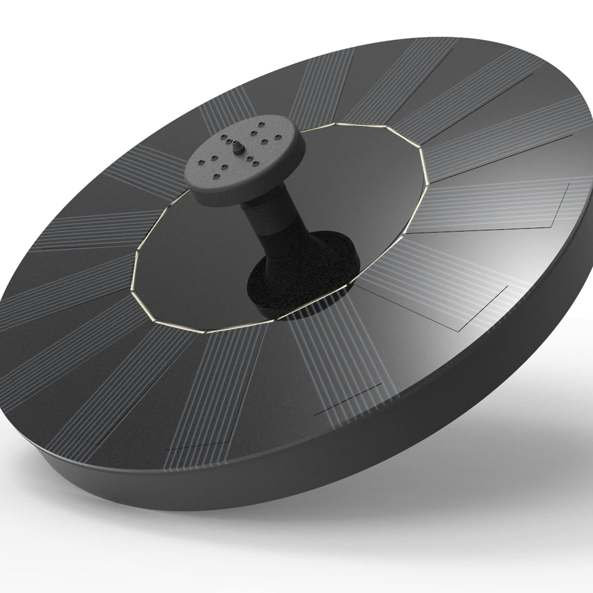 VIVII solar fountain with four nozzles for vibrant water patterns in a sunny garden.