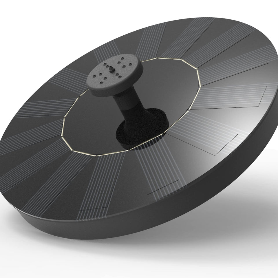 VIVII solar fountain with four nozzles for vibrant water patterns in a sunny garden.