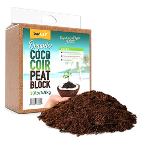 Vivlly Coco Coir Brick 10lb compact block ready to hydrate into seed-starting medium.