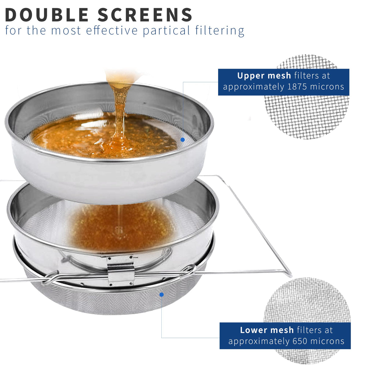 VIVO strainer bowl shows stainless steel mesh construction