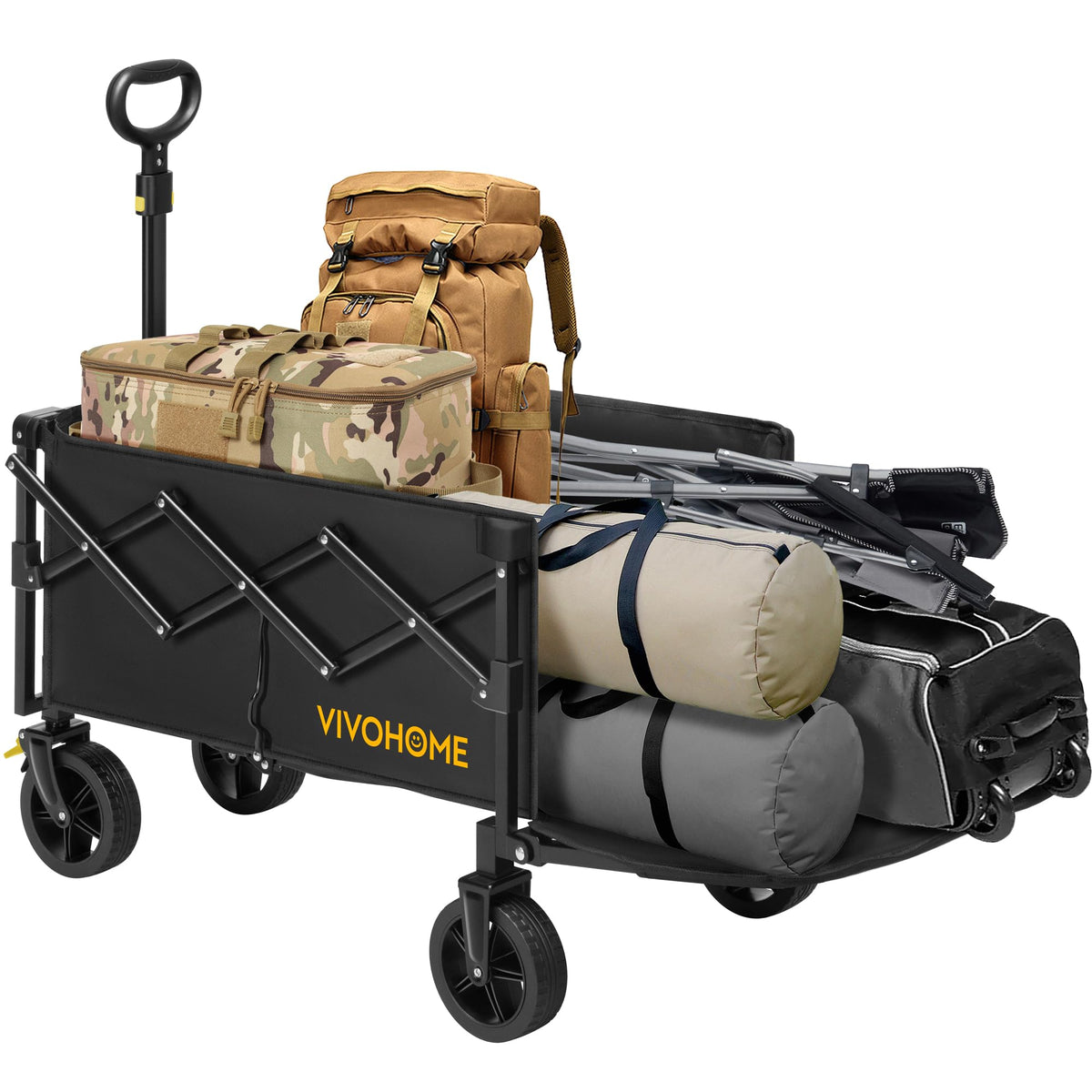 VIVOHOME 130L wagon with tailgate for bulky loads during camping