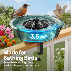 3.5-inch deep bowl provides ample space for bathing birds.