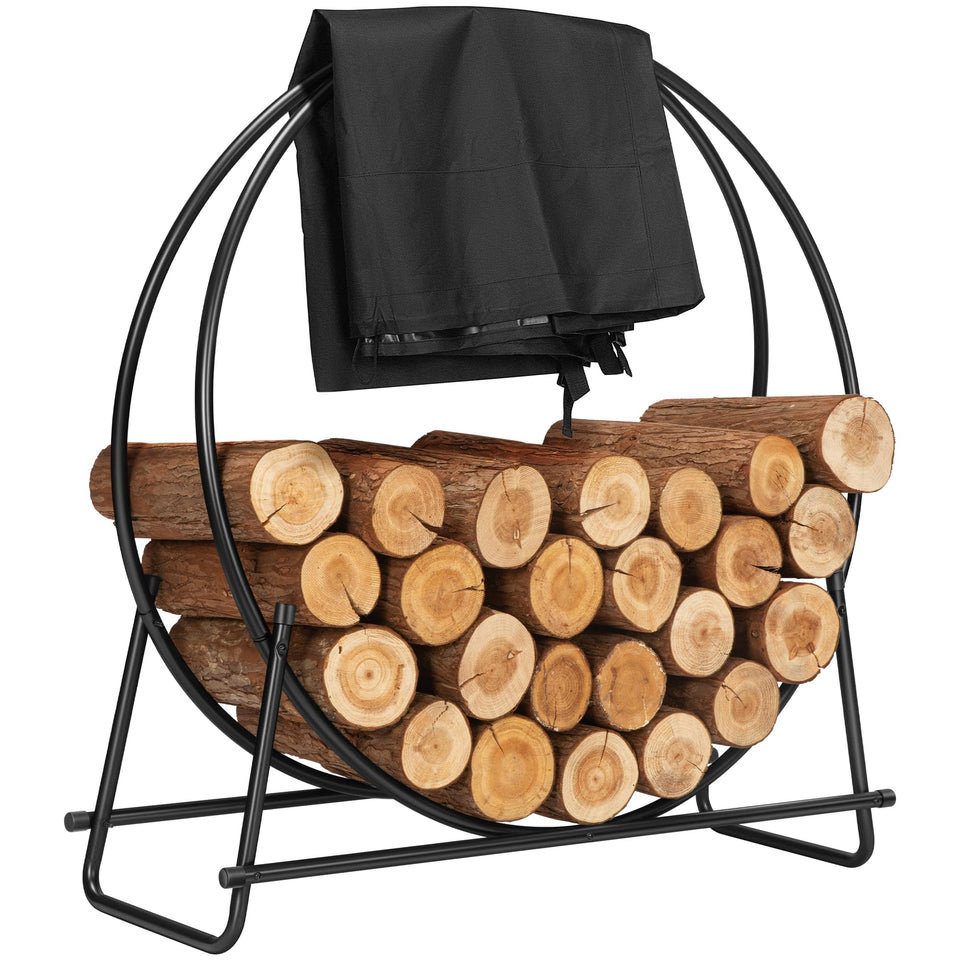 VIVOHOME 32in log rack hoop offers sturdy, organized firewood storage