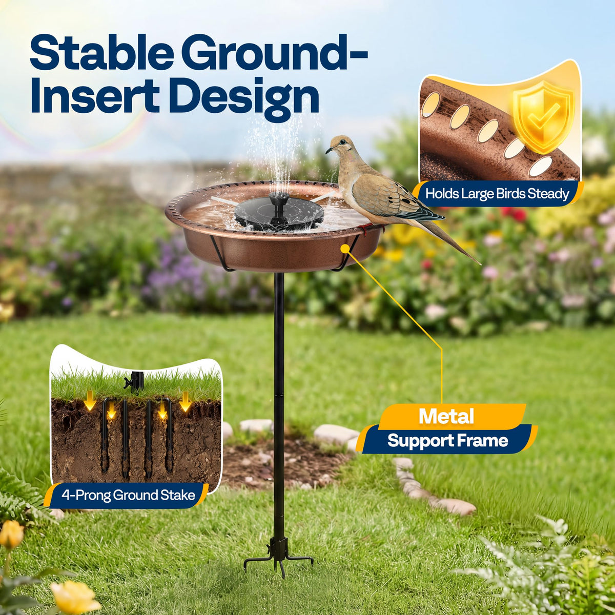 VIVOHOME 4-prong base provides stable support in windy gardens