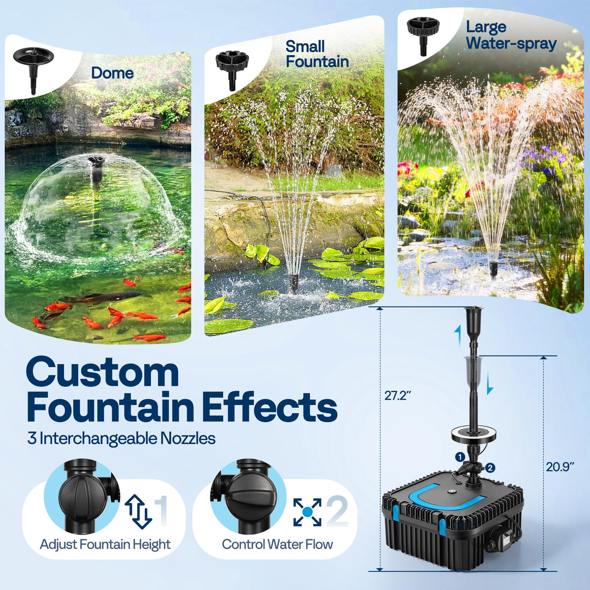 VIVOHOME 60W submersible pump provides reliable pond circulation