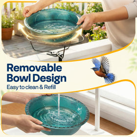 Antique bronze finish adds garden charm to the VIVOHOME bird bath