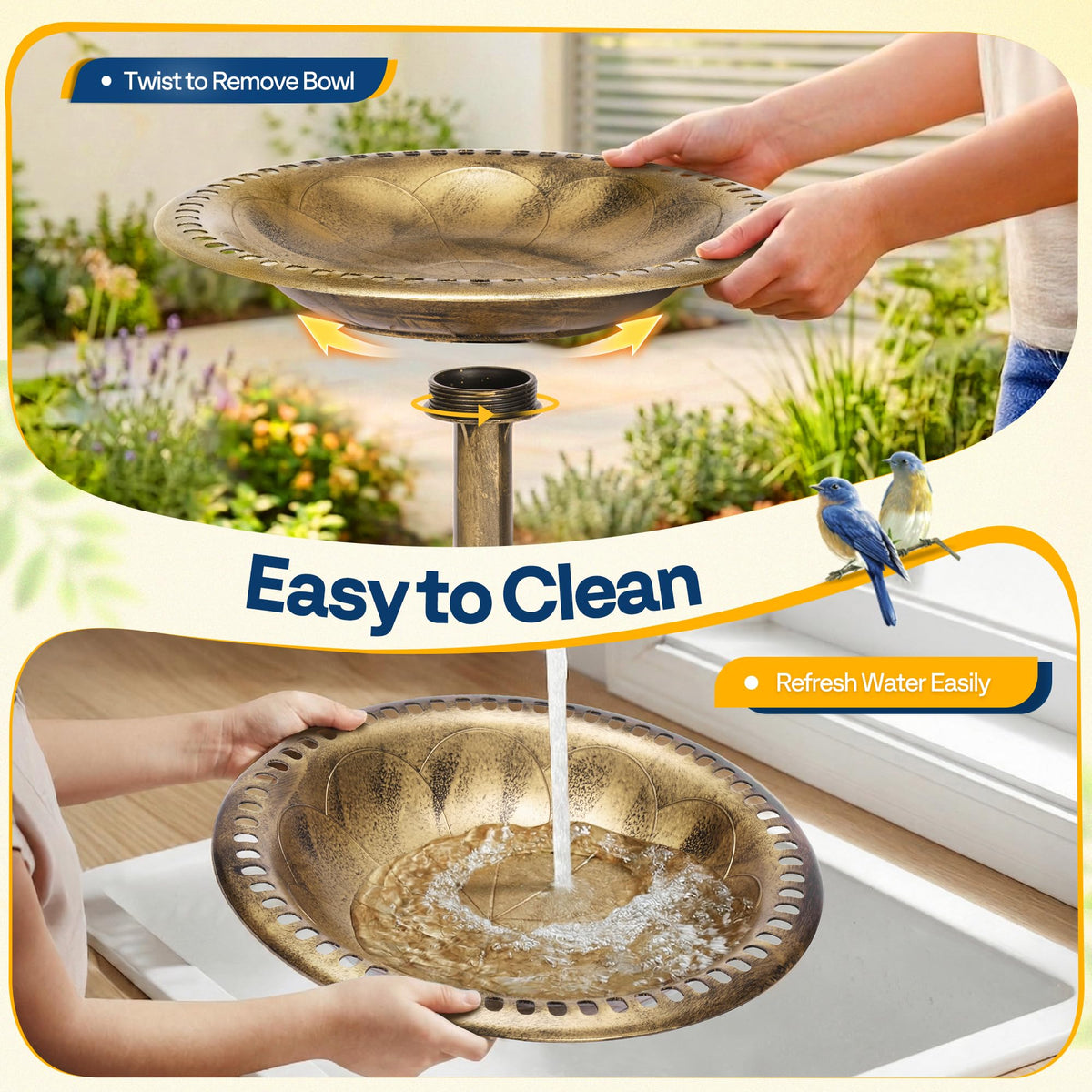 VIVOHOME easy-clean bowl design enables quick water changes.