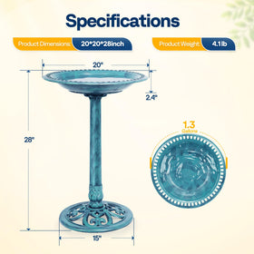 Vivohome bird bath is weather-resistant and ready for year-round outdoor use.