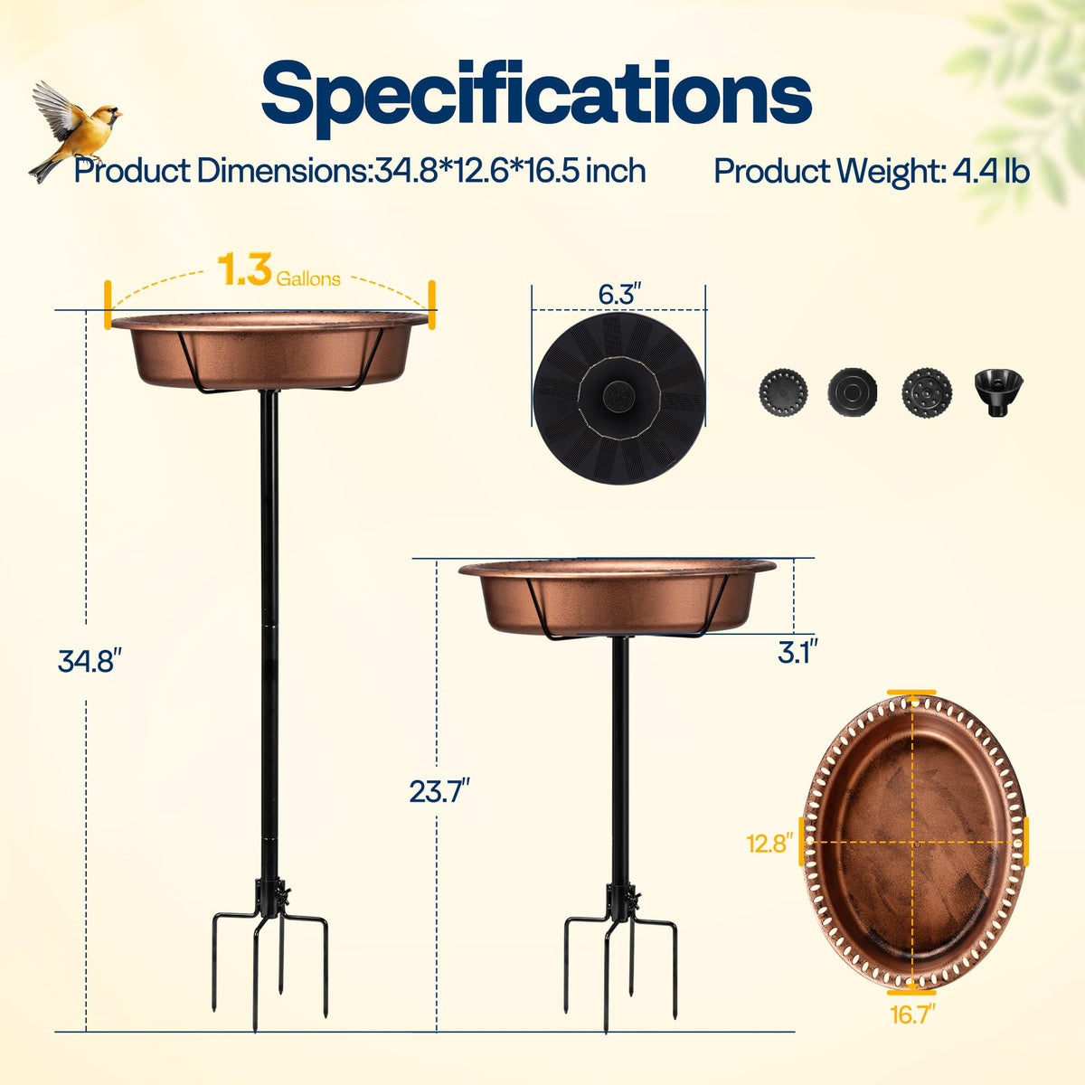 VIVOHOME bird-friendly fountain spray reduces splash and disturbance