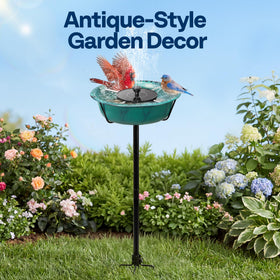 VIVOHOME bird bath solar fountain shows a gentle spray for wildlife