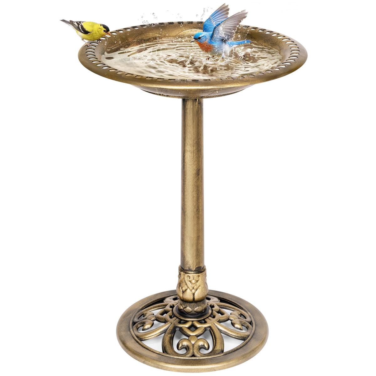 VIVOHOME bird bath with outdoor pedestal and 28-inch height invites birds to your garden.