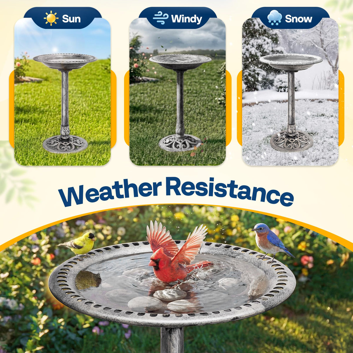 VIVOHOME base with ground stakes keeps bath steady.