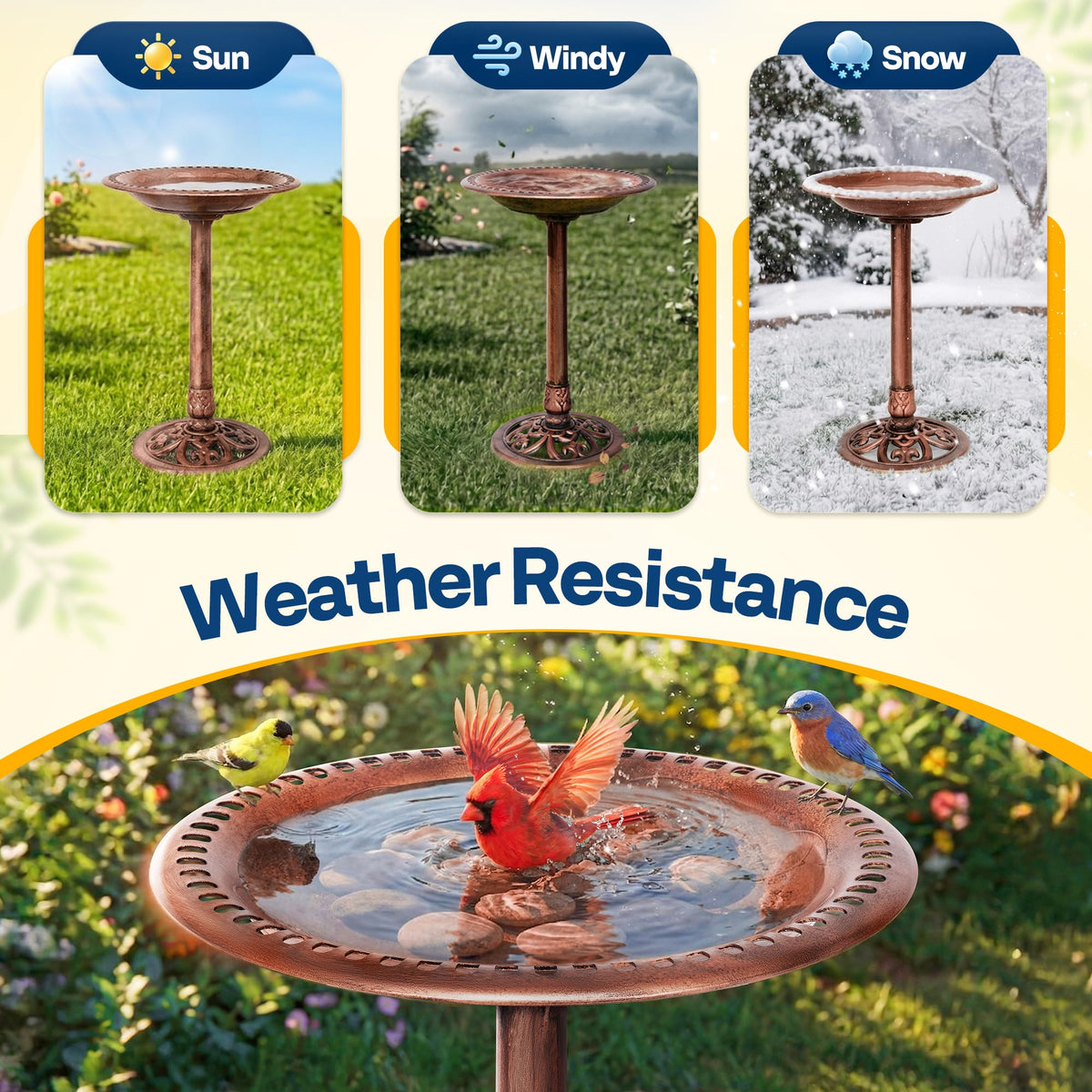 Threaded bowl connection on VIVOHOME bird bath for easy water changes