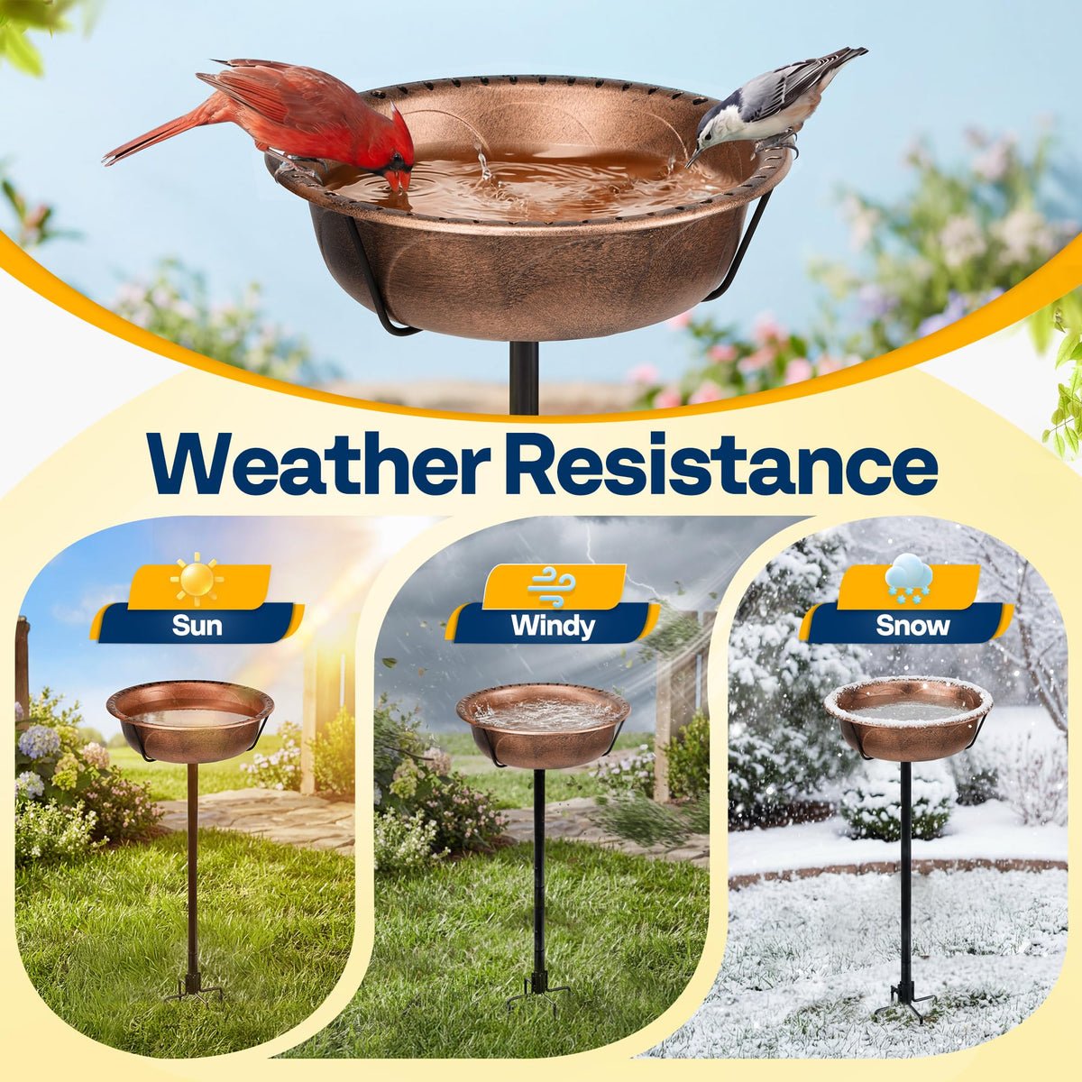 VIVOHOME bird bath features antique bronze finish for garden charm