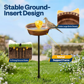 VIVOHOME bird bath bowl depth 3.5 inch supports birds and stones