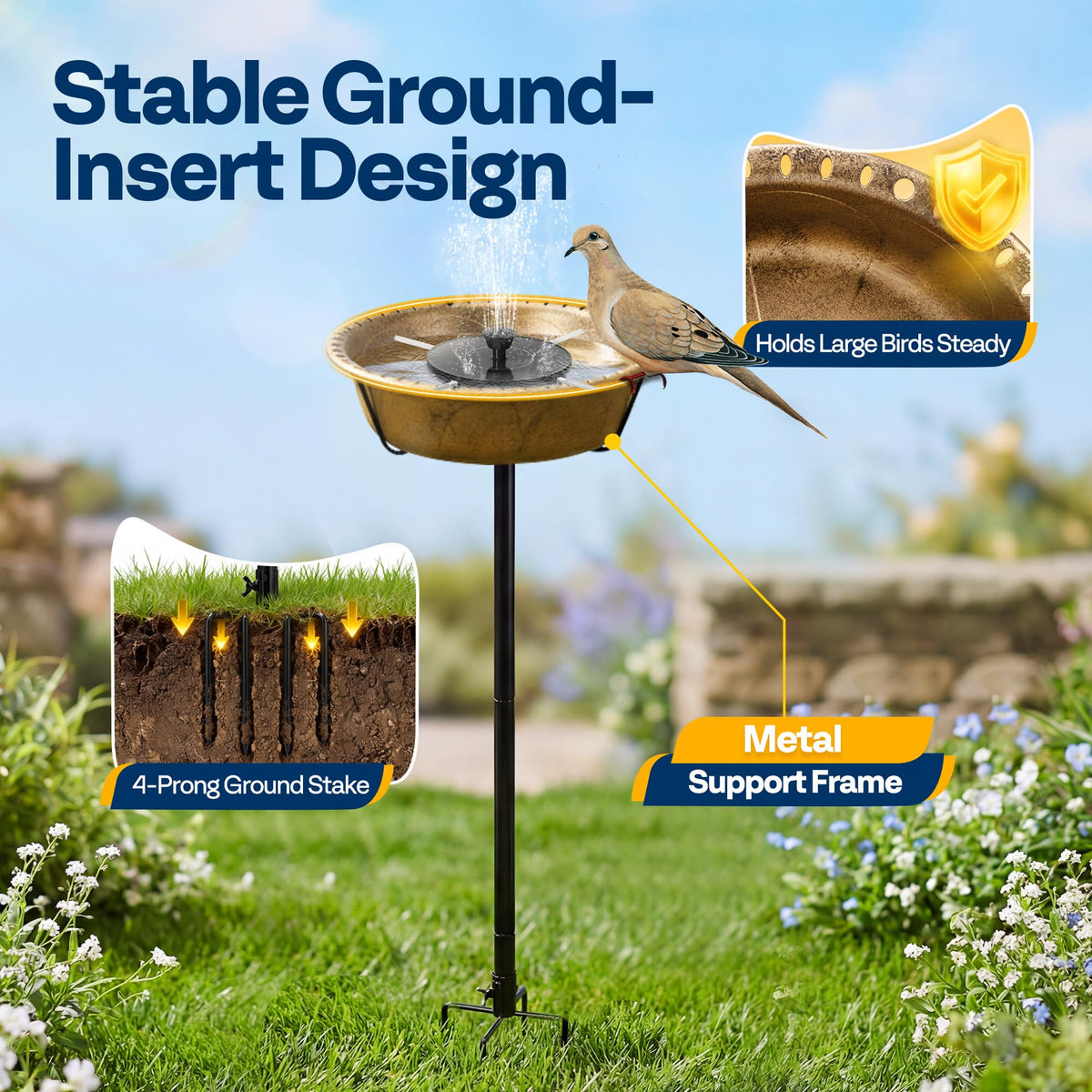 VIVOHOME bronze-finish ABS bowl resists weathering for long outdoor life.
