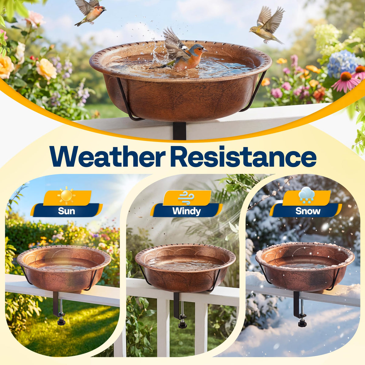 VIVOHOME rust-resistant frame supports larger birds without wobble.