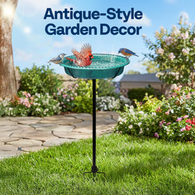 VIVOHOME ground-stake bird bath offers stable support on lawn or garden