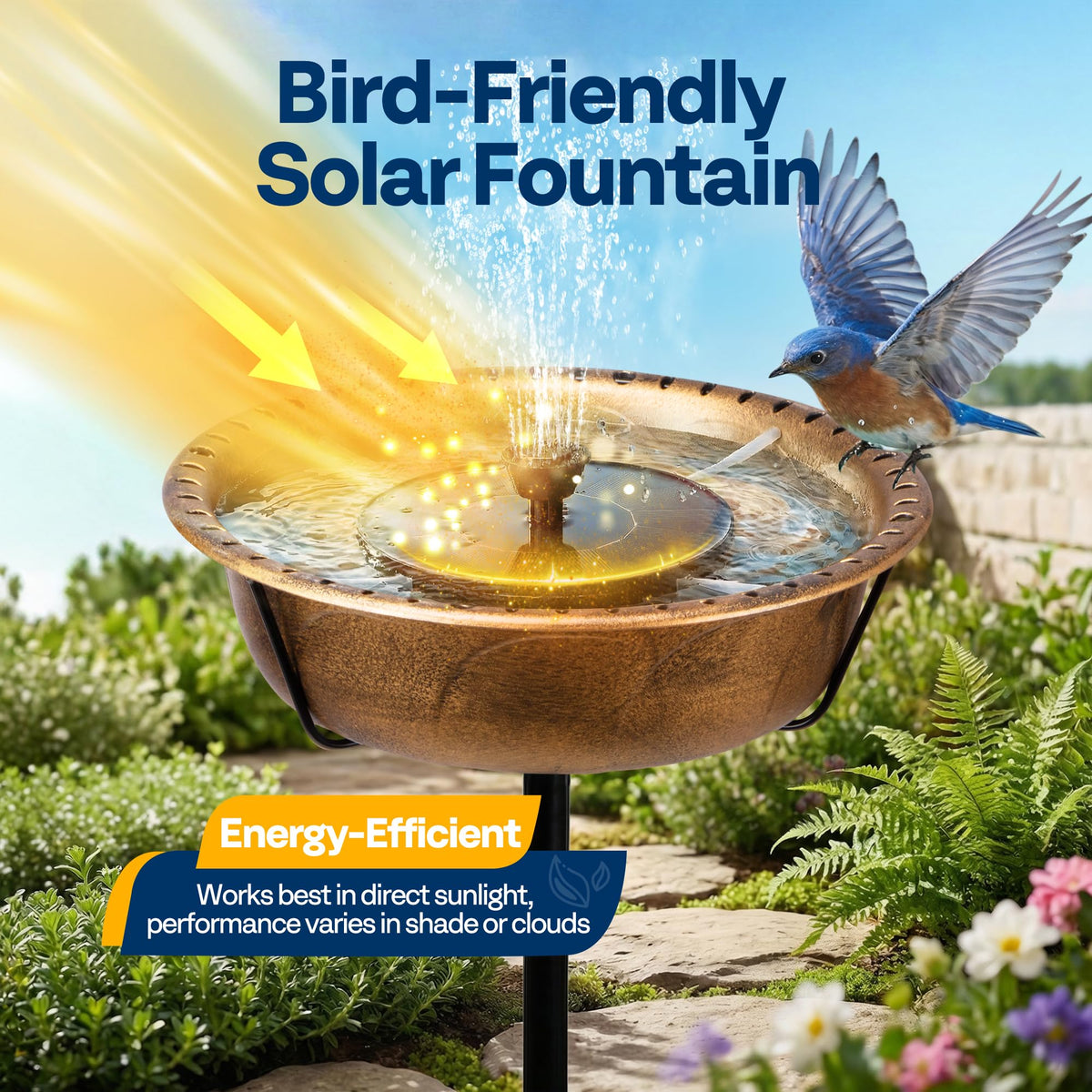 VIVOHOME ground-stake metal-base provides stable support in windy conditions.