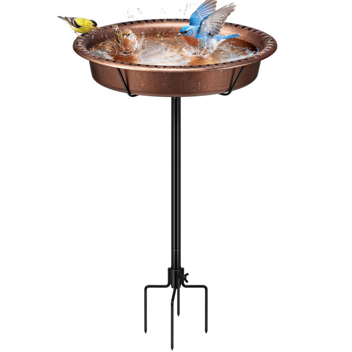 VIVOHOME oval-bird-bath-bronze with stable base for year-round birds