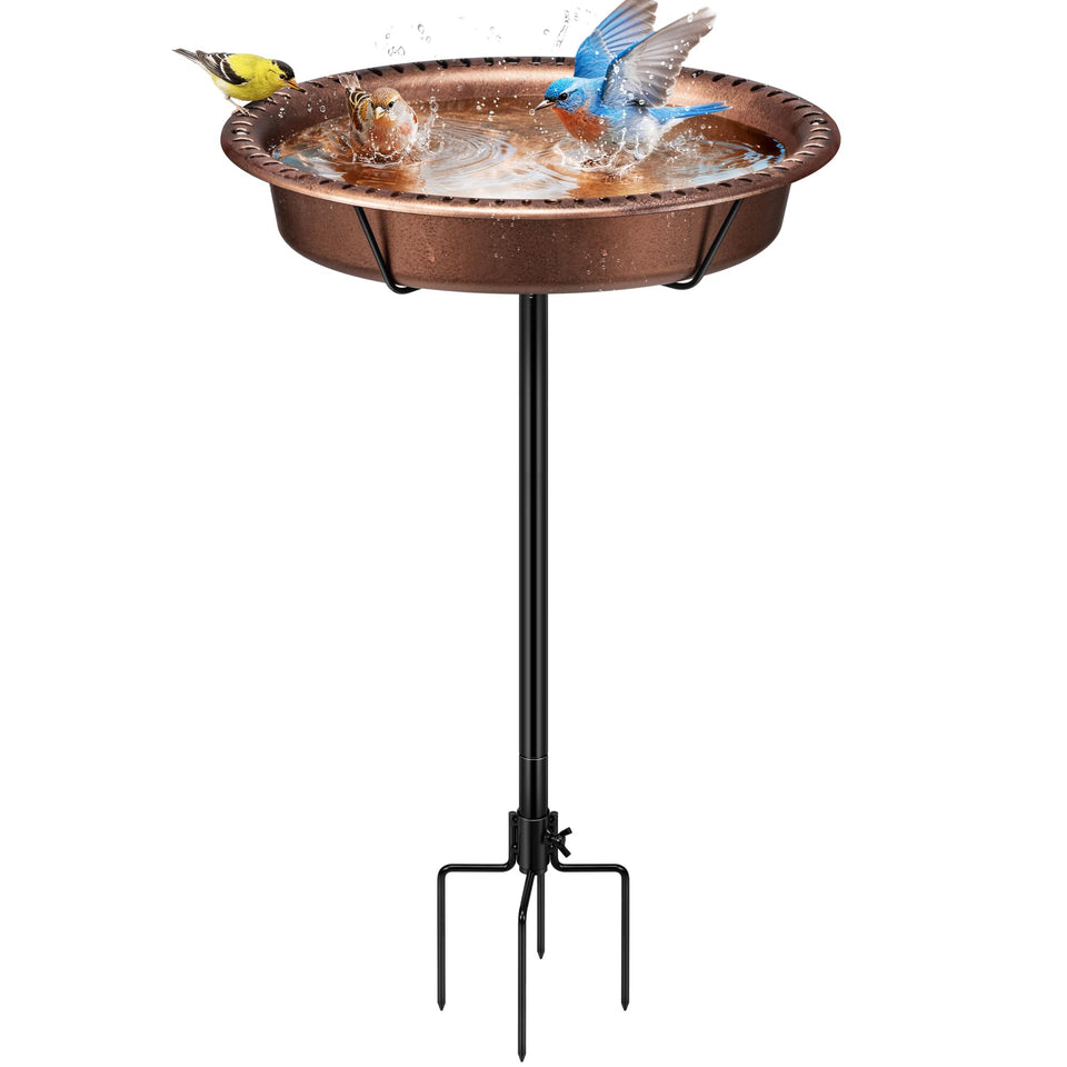VIVOHOME oval-bird-bath-bronze with stable base for year-round birds