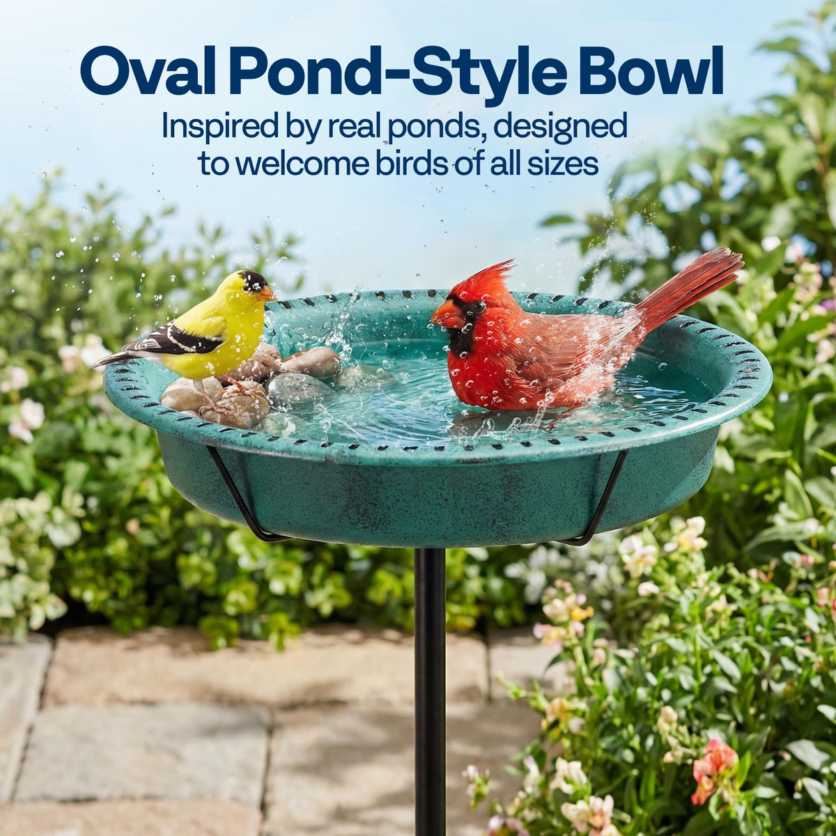 VIVOHOME oval design bath with antique bronze finish for garden charm