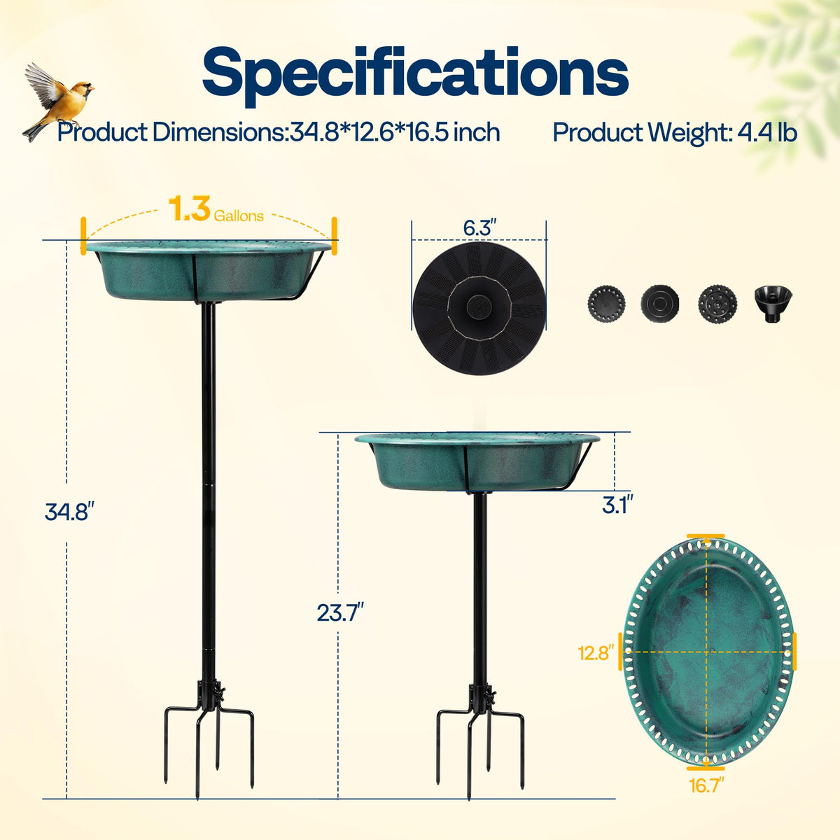 VIVOHOME pond-style oval shape creates shallow and deep areas for different birds.