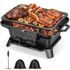 VIVOHOME rectangle grill exterior shows compact tabletop design for small spaces.
